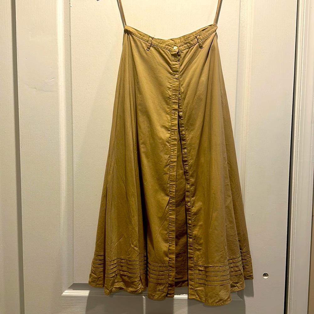 Lauren Ralph Lauren Golden Mustard Button-Front Maxi Skirt